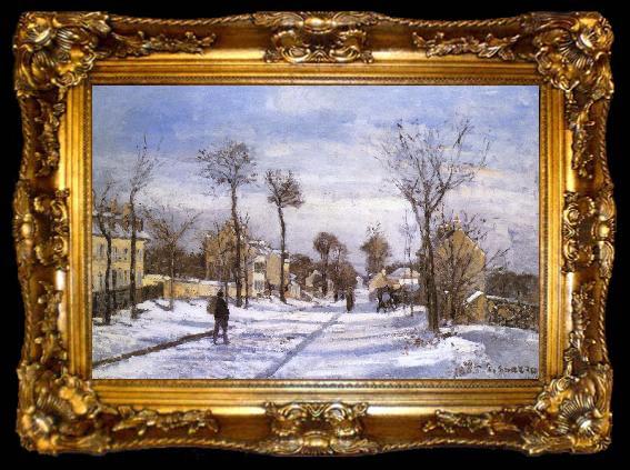 framed  Camille Pissarro Lu Xian floating snow road, ta009-2